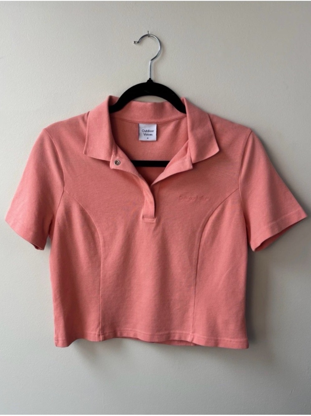 Outdoor Voices Coral Cropped Polo Tee